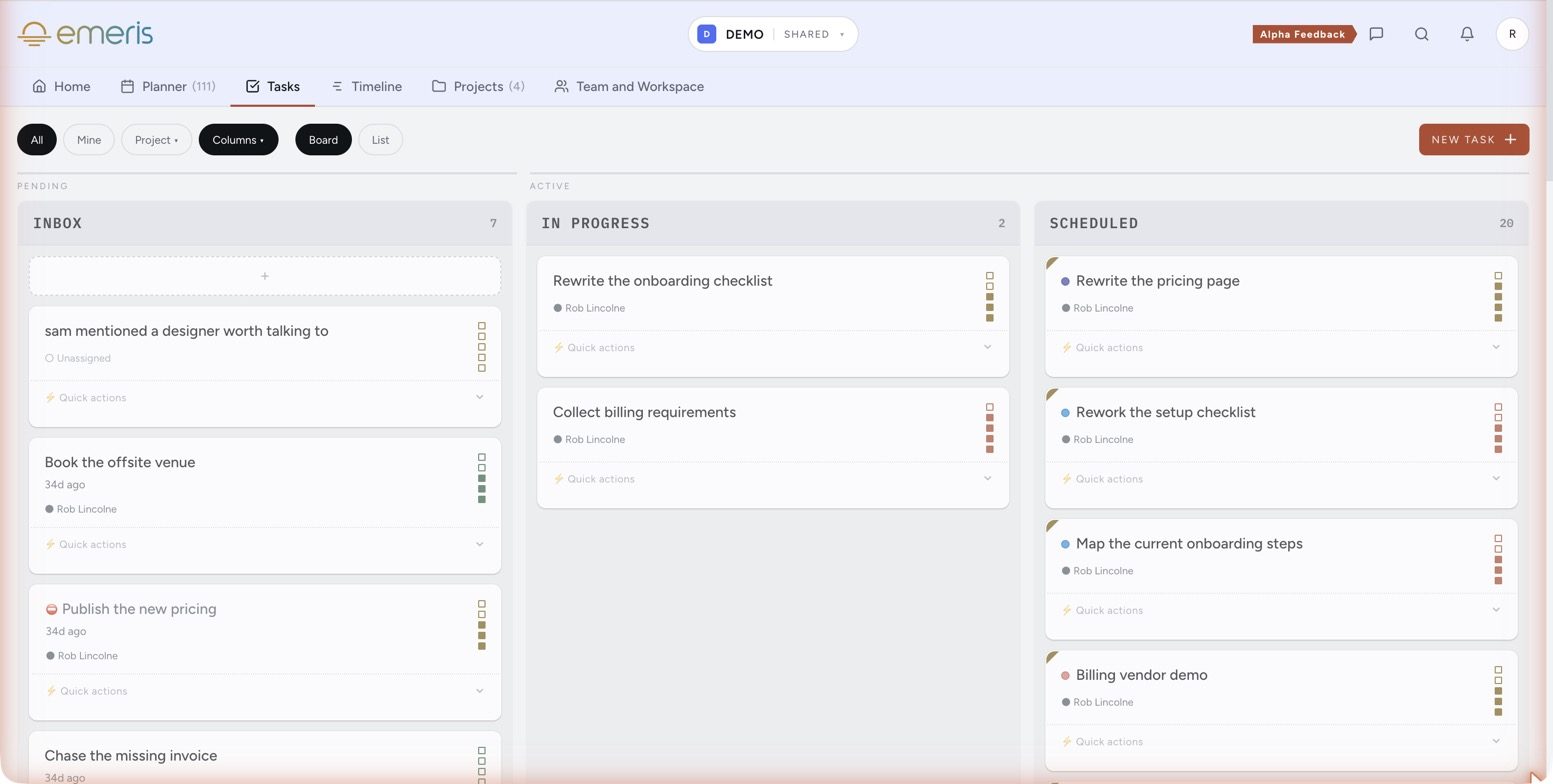 The Kanban board with Inbox, In progress and Scheduled columns